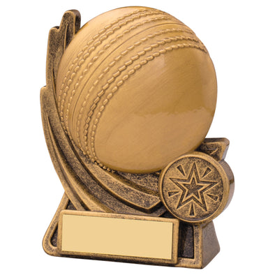 4.5" Motion Cricket Ball Resin Trophy with Personalised Plate and 1" Centre
