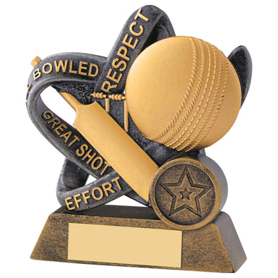 4.25" Cricket Infinity Encouragement Resin Award with Personalised Plate and 1" Centre