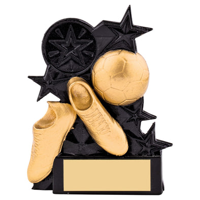 3.75" Personalised Gold and Black Astra Football Boot and Ball Resin Award