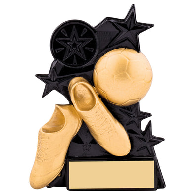 4.25" Personalised Gold and Black Astra Football Boot and Ball Resin Award