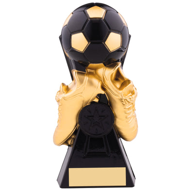 6.25" Gravity Black/Gold Football Trophy with Personalised Plate and 1" Centre