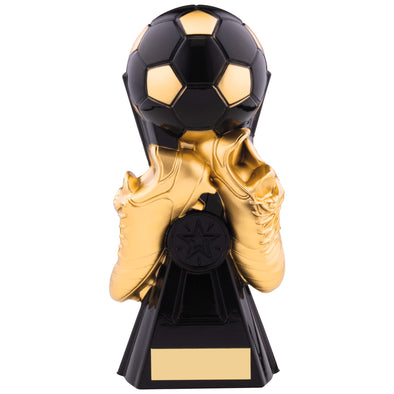 7.5" Gravity Black/Gold Football Trophy with Personalised Plate and 1" Centre
