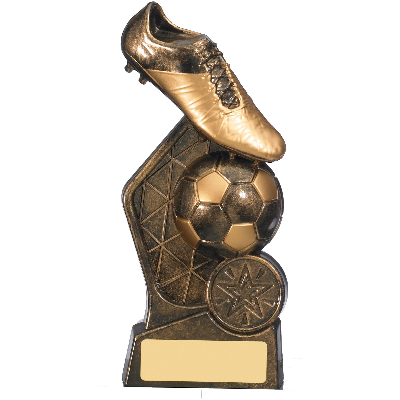 Hex Football Ball & Boot Trophy (Gold)