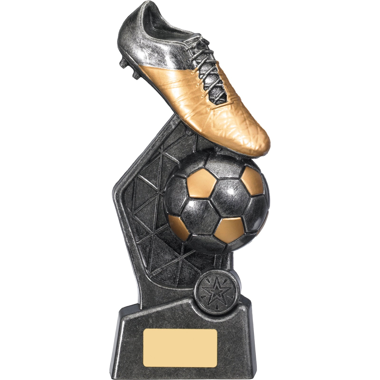 Hex Football Ball & Boot Trophy (Silver)