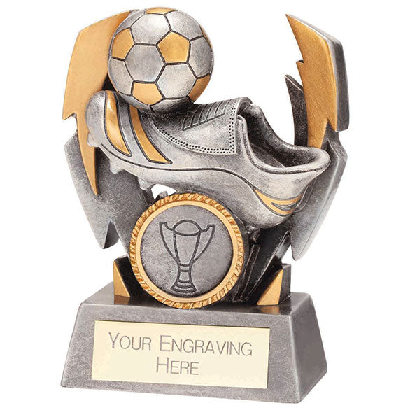 Flashbolt Football Resin Boot and Ball Award Silver