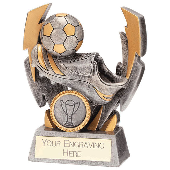 Flashbolt Football Resin Boot and Ball Award Silver