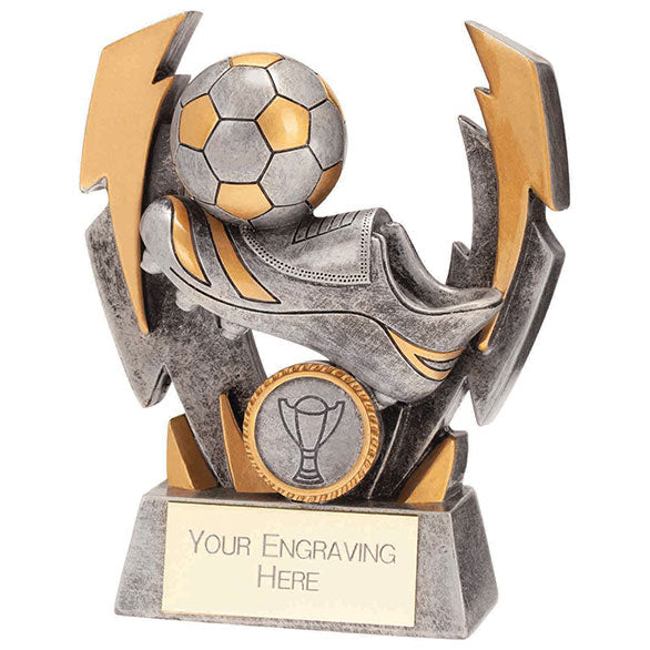 Flashbolt Football Resin Boot and Ball Award Silver