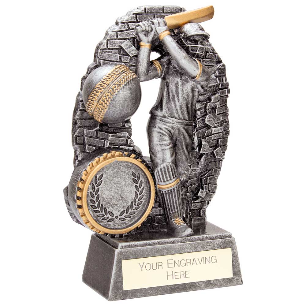 Blast Out Cricket Male Batsman Series Award - Antique Silver