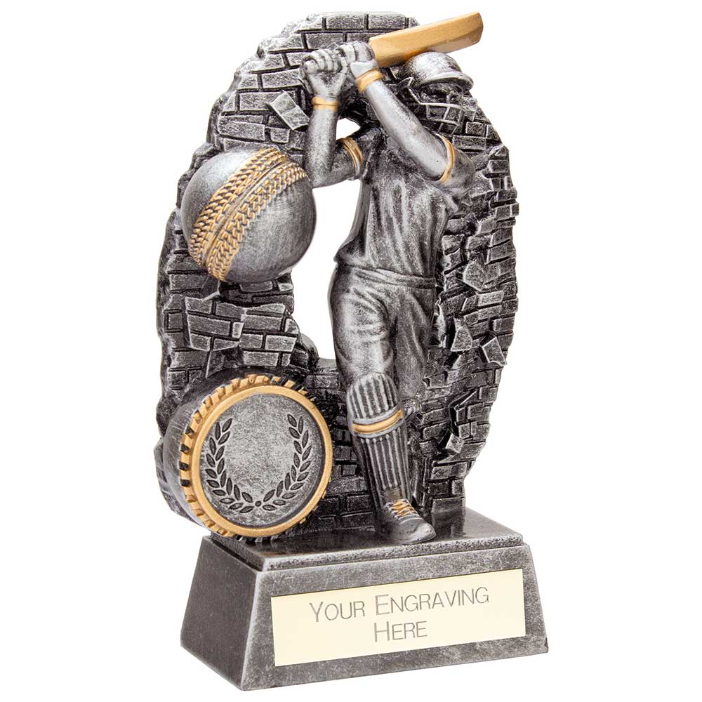 Blast Out Cricket Male Batsman Series Award - Antique Silver