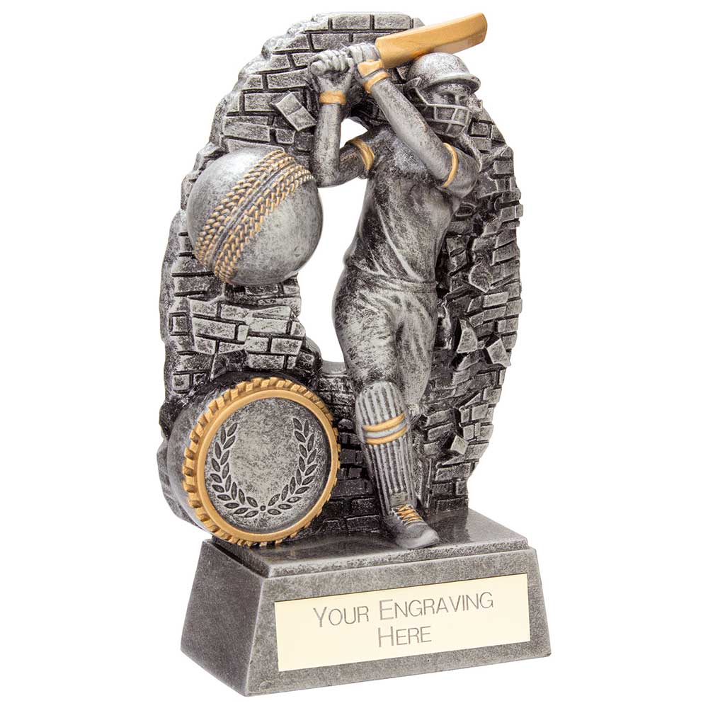 Blast Out Cricket Female Batswoman Series Award - Antique Silver