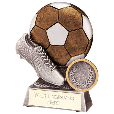 Exodus Football Boot & Ball Award - Antique Gold & Silver (80mm Height)