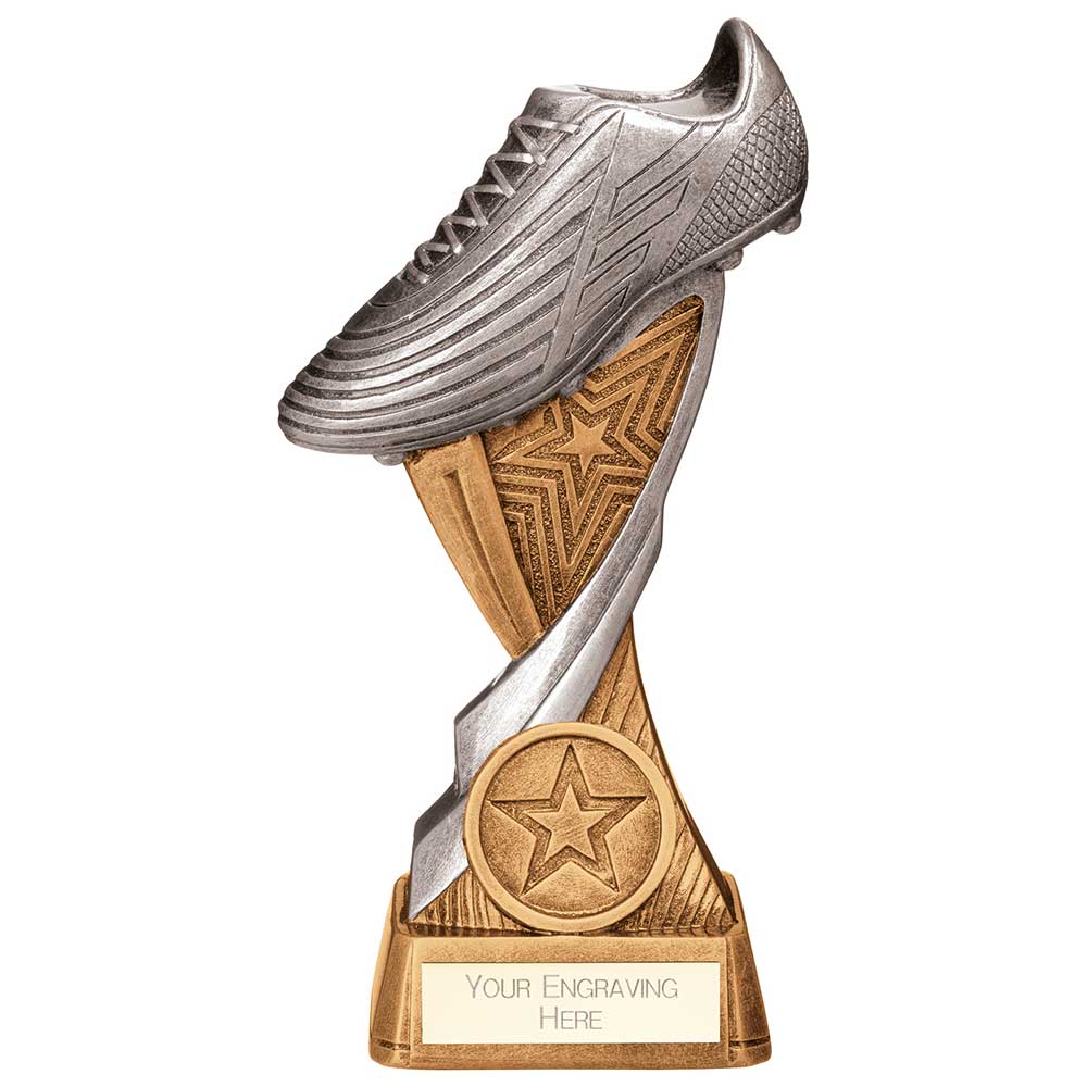 Screamer Football Boot Award - Antique Gold & Silver