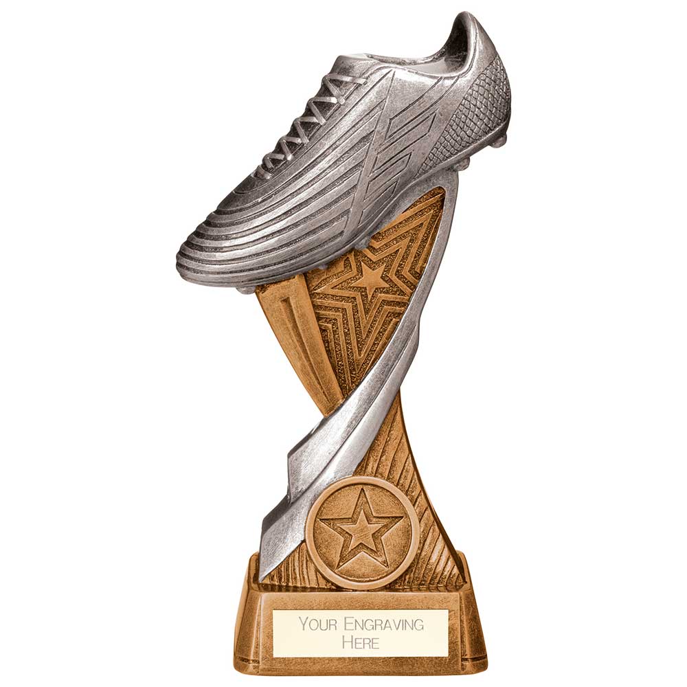 Screamer Football Boot Award - Antique Gold & Silver