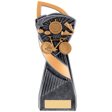 8.25" Gold/Silver Utopia Triathlon Trophy - With Personalised Plaque