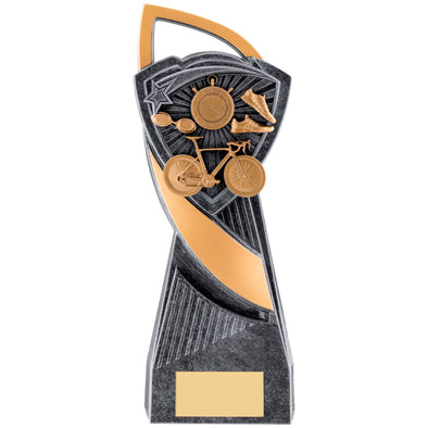 9.5" Gold/Silver Utopia Triathlon Trophy - With Personalised Plaque