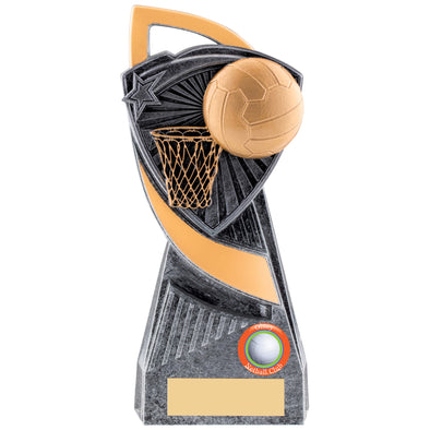 7.5" Gold/Silver Utopia Netball Trophy - With Personalised Plaque