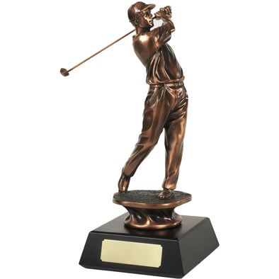 17.5in Bronze Plated Golf Figurine Trophy