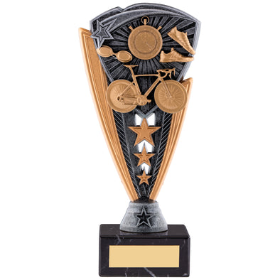 7.75" Triathlon Utopia Award with Engraved Plaque on Marble Base
