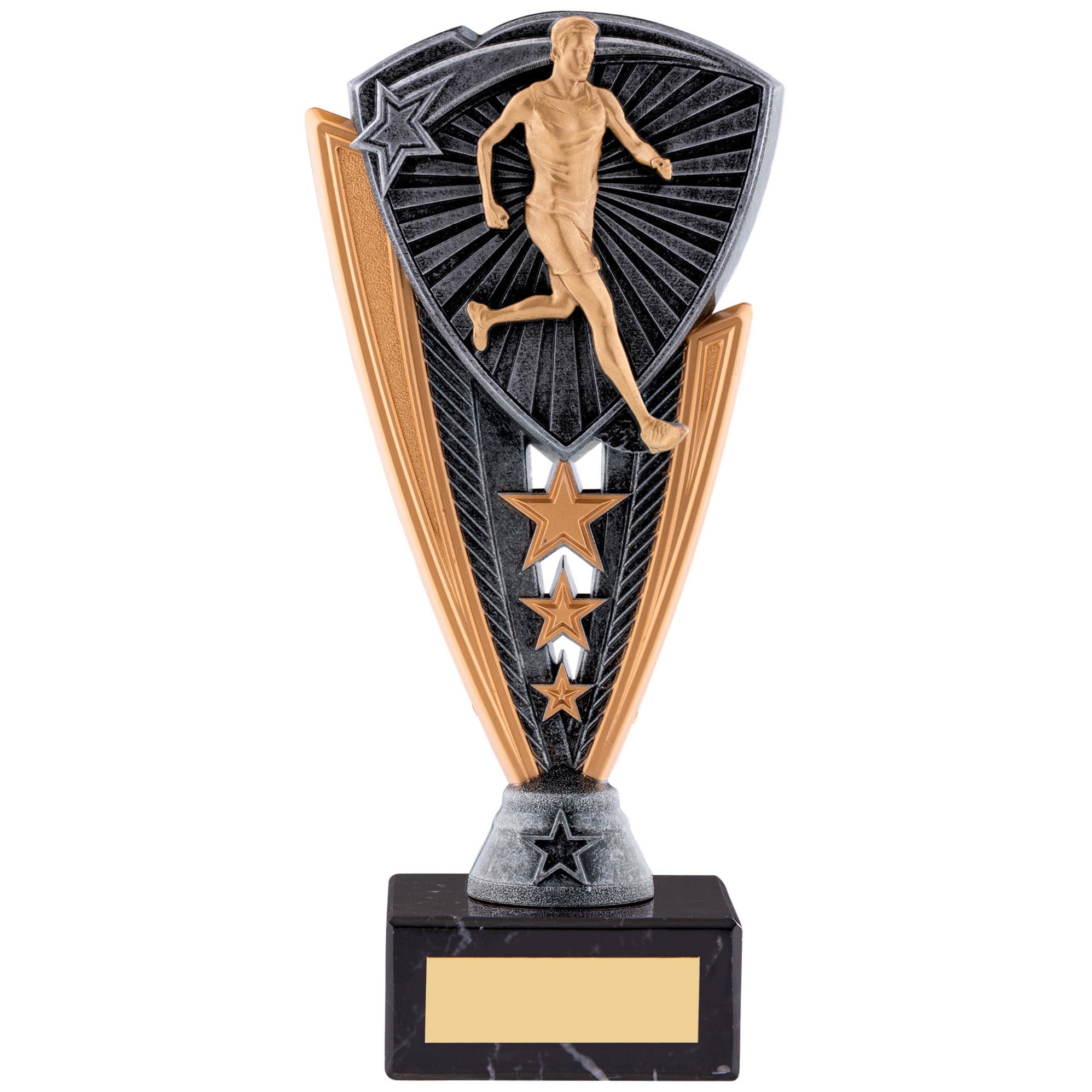 Male Runner Utopia Award with Engraved Plaque on Marble Base