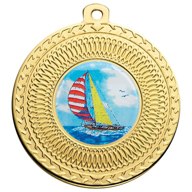 Sailing Gold Swirl 50mm Medal