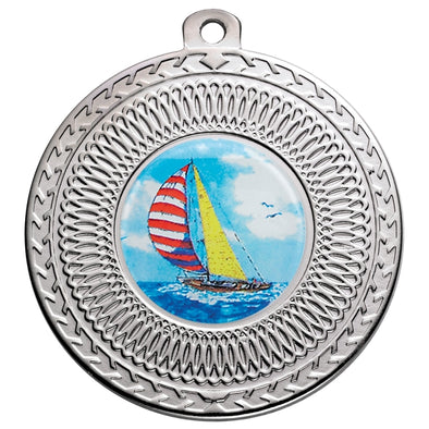 Sailing Silver Swirl 50mm Medal