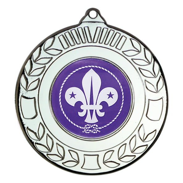 Scouts Fleur De Lis Silver Laurel 50mm Medal
