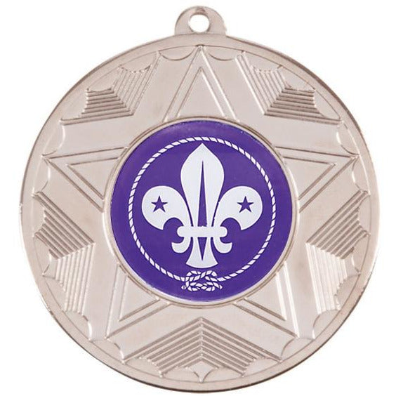Scouts Fleur De Lis Silver Star 50mm Medal