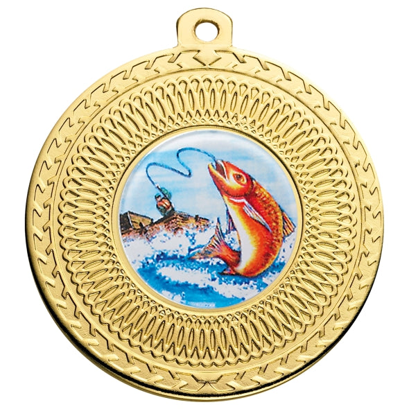 Sea Fishing Gold Swirl 50mm Medal