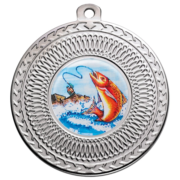Sea Fishing Silver Swirl 50mm Medal
