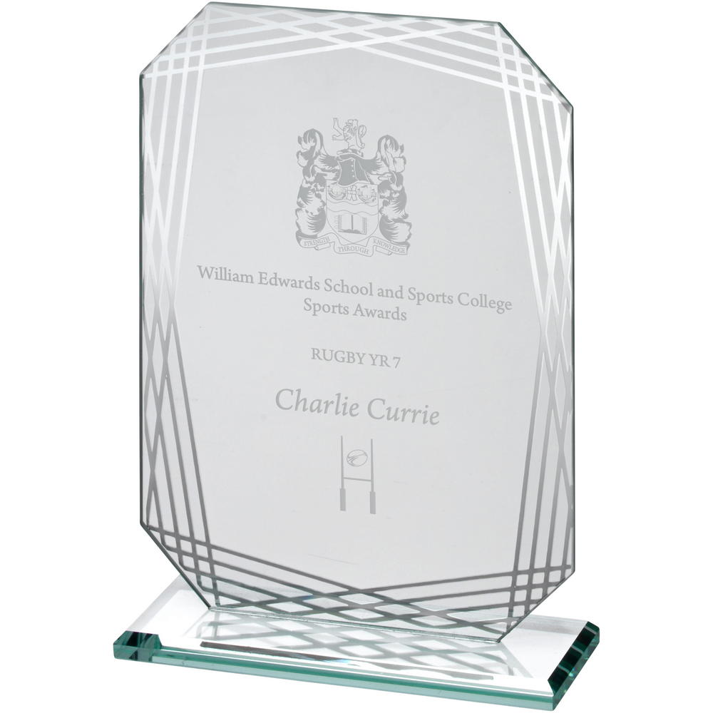 Jade Glass Award - Rectangle With Silver-Lined Print