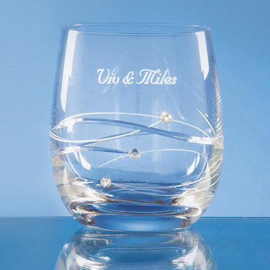 Single Diamante Whisky Tumbler with Spiral Design Cutting, boxed