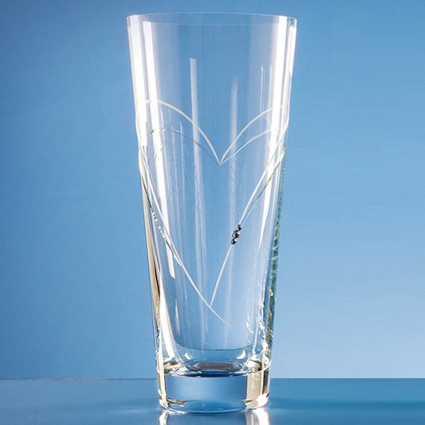 Engraved Diamante Conical Vase with Heart Cutting