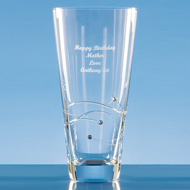 Engraved Diamante Conical Vase with Spiral Cutting