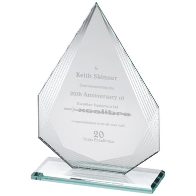 Jade Glass Award - Diamond With Silver Lined Edges -  8in