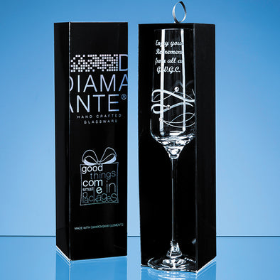 Just For You' Diamante Champagne Flute with Spiral Design Cutting in an attractive Gift Box