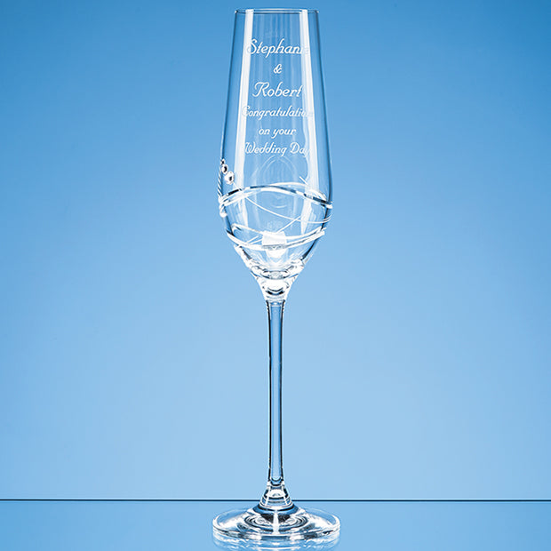 Single Diamante Champagne Flute with Modena Spiral Cutting