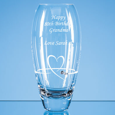18cm Diamante Petit Vase with Heart Design in an attractive Gift Box