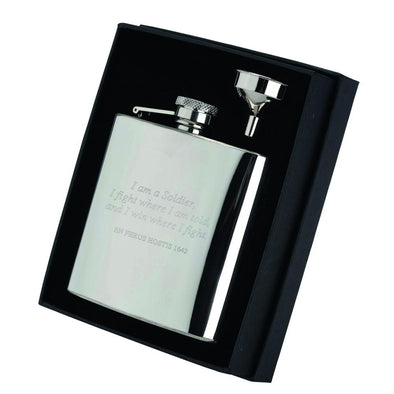 6oz Engraved Stainless Steel Hip Flask With Captive Top - 4.25in