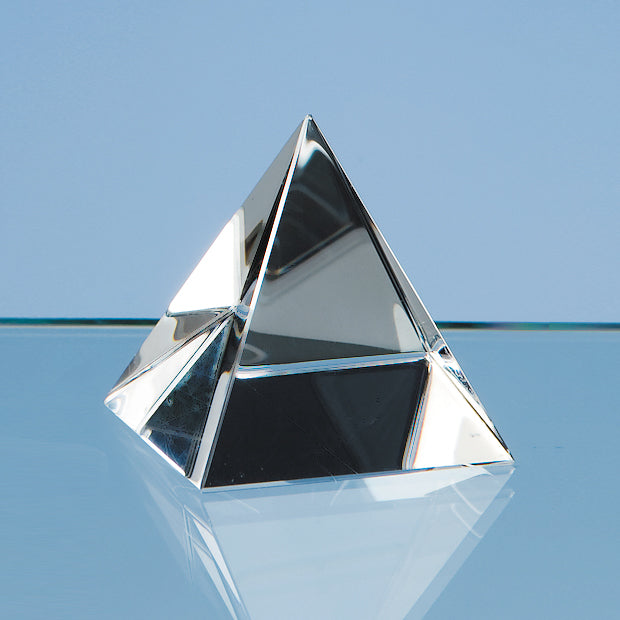 Engraved Crystal 4 Sided Pyramid