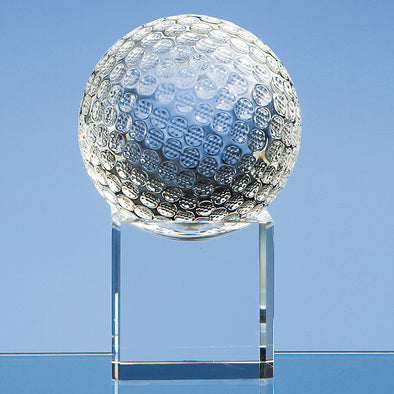8cm Optical Crystal Golf Ball on a Clear Crystal Base