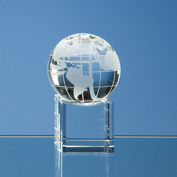 Engraved Crystal Globe on Base