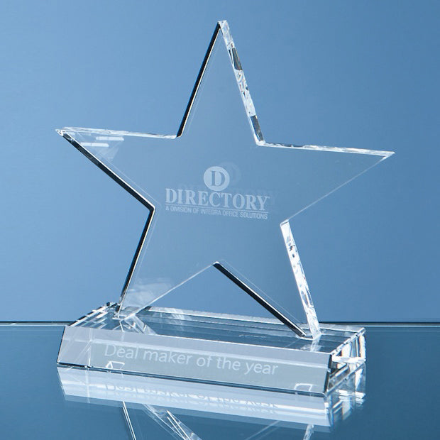 Crystal 5 Pointed Star Award on Base