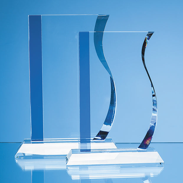 Engraved Crystal Blueline Wave Award