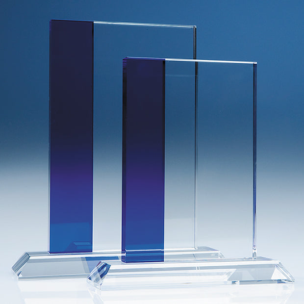 Engraved Crystal Blueline Rectangle Award