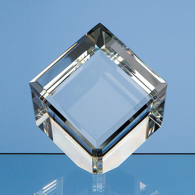 8cm Optical Crystal Bevel Edged Cube