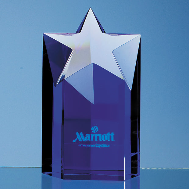 Engraved Sapphire Blue Star Column Award