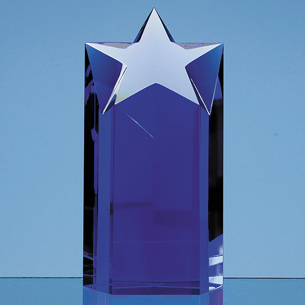 Engraved Sapphire Blue Star Column Award