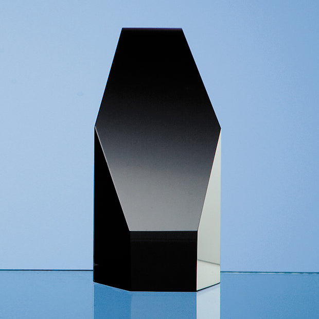 Engraved Black Crystal Hexagon Award