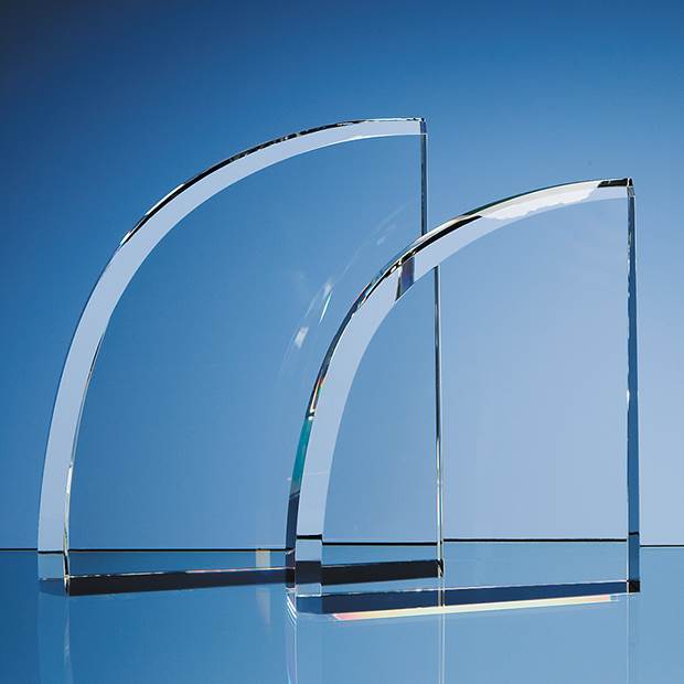 Engraved Crystal Facet Curve Award