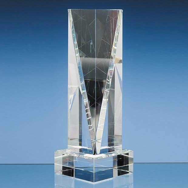 Engraved Crystal Facet Rectangle Award